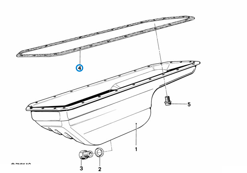 BMW parts diagram with part 11131730234 (Sump Gasket - M20 / M21) highlighted in the oil level indicator assembly