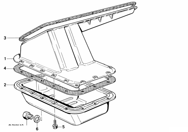 BMW parts diagram with part 11137535106 (Oil Pan Screw Plug – Dipstick / Oil Level Indicator Port) highlighted in the oil pan assembly