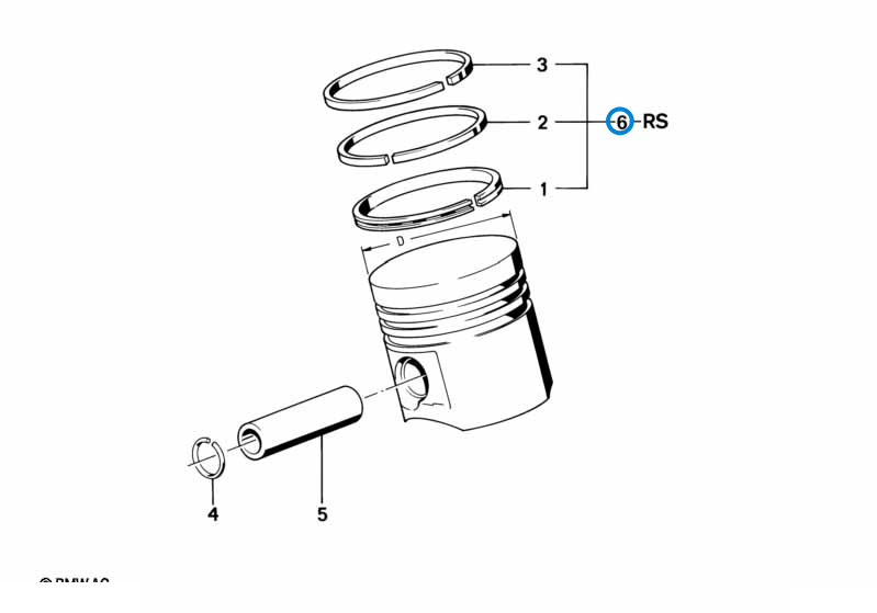 BMW parts diagram with part 11251261130 highlighted in the crankshaft pistons assembly