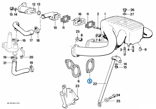 BMW parts diagram with part 11611727994 (Intake Manifold Gasket - M10 / M20) in the intake manifold system assembly