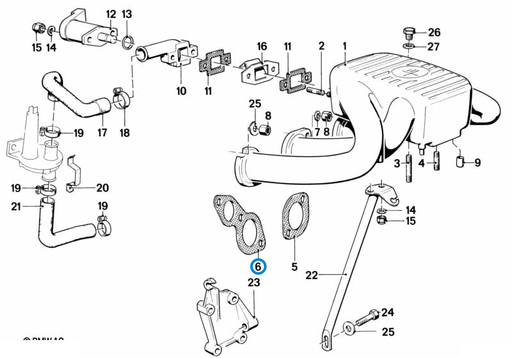 BMW parts diagram with part 11611727995 (Intake Manifold Gasket - M10) in the intake manifold system assembly