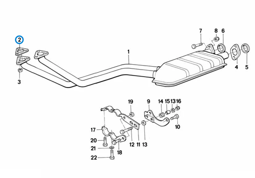 BMW parts diagram with part 11761711717 (Exhaust Manifold Gasket, LHD) in the exhaust assy without catalyst assembly