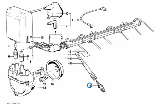 BMW parts diagram with part 12121276283 (NGK BPR6ES Spark Plug) in the ignition wiring assembly