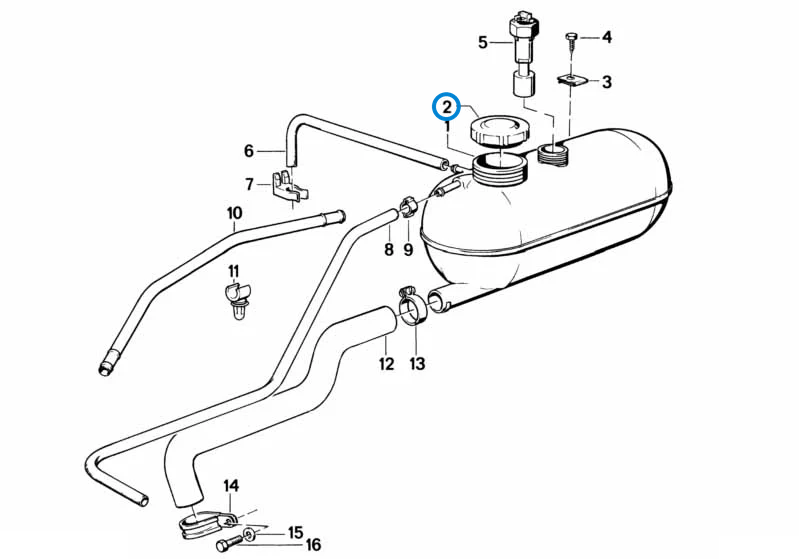 BMW parts diagram with part 17114379047 (Radiator Cap) highlighted in the expansion tank assembly