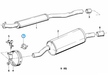 BMW parts diagram with part 18211712838 (Exhaust Hanger) highlighted in the exhaust assy without catalyst assembly