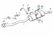 BMW parts diagram with part 18211712838 (Exhaust Hanger) highlighted in the rear muffler assembly