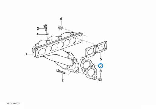 BMW parts diagram with part 18301711969 highlighted in the exhaust manifold assembly