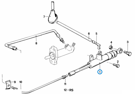 BMW parts diagram with part 21521156000 (Brembo Clutch Master Cylinder) highlighted in the input cylinder clutch assembly