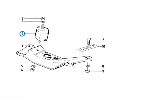 BMW parts diagram with part 22316799330 (Gearbox Rubber Mounting - M42 / M50) highlighted in the gearbox suspension assembly