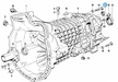 BMW parts diagram with part 23128677736 (Gearbox Shaft Seal) highlighted in the getrag 240 housing attaching parts assembly