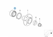 BMW parts diagram with part 33411124358 (FAG Rear Wheel Bearing Kit - Non ABS Models) highlighted in the side shaft wheel bearings assembly