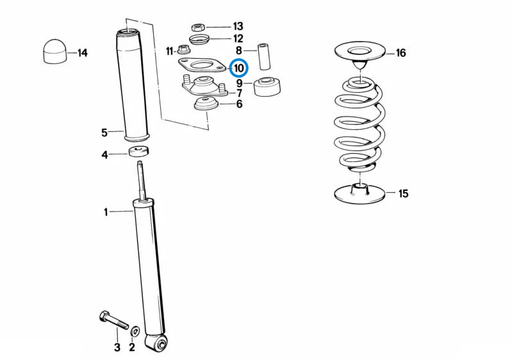 BMW parts diagram with part 33526772864 highlighted in the single components for rear spring strut assembly