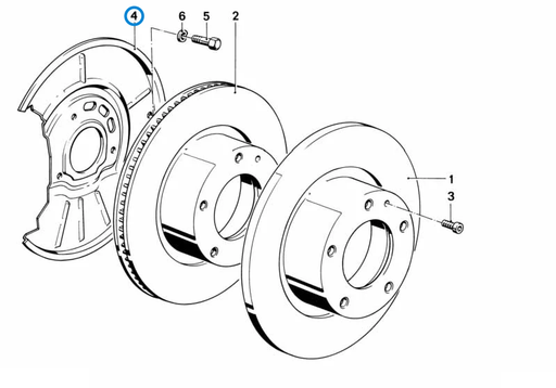 BMW parts diagram with part 34111154242 (Front Brake Protection Plate - Right) highlighted in the front brake brake disc assembly