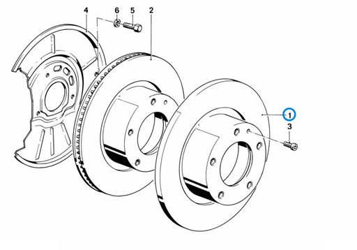 BMW parts diagram showing Brembo Front Brake Disc 34116752434 in the front brake disc assembly