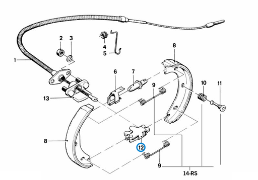 BMW parts diagram showing Handbrake Shoe Expanding Lock & Adjuster Set 34416868624 in the parking brake shoes assembly