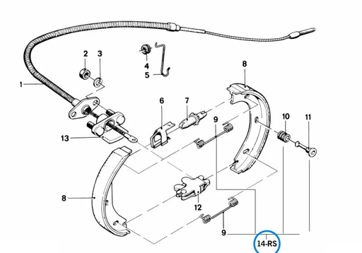 BMW parts diagram showing Handbrake Shoe Spring Set 34419064266 in the parking brake shoes assembly