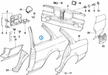 BMW parts diagram with part 41351961886 (right rear arch repair section) highlighted in the side panel tail trim assembly