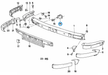 BMW parts diagram with part 51111888122 (E30 front bumper bracket) highlighted in the bumper front assembly
