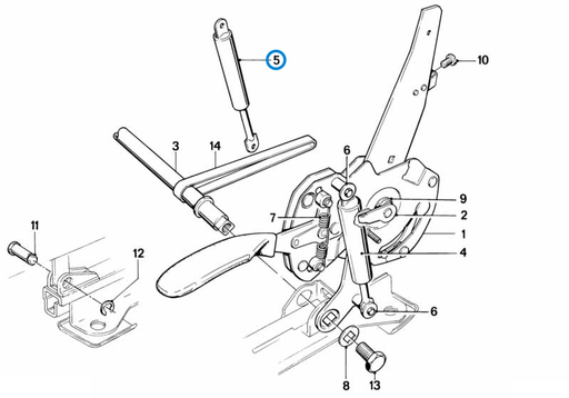 BMW parts diagram with part 52101916602 (Stabilus Gas Spring for Backrest Adjuster) highlighted in the seat parts assembly