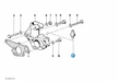 BMW parts diagram with part 61311243414 (Oil Pressure Switch) highlighted in the distributor flange assembly