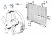 BMW parts diagram with part 61311364272 (Radiator Temperature Switch) highlighted in the condenser fan assembly