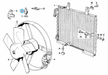 BMW parts diagram with part 61311364273 (Radiator Temperature Switch) highlighted in the condenser fan assembly
