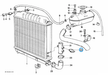 BMW parts diagram with part 61311364273 (Radiator Temperature Switch) highlighted in the radiator expansion tank frame assembly