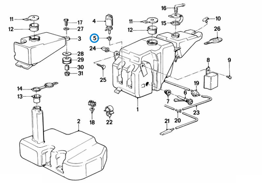 BMW parts diagram with part 61661365657 (Washer System Gasket) highlighted in the headlight cleaning system assembly
