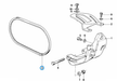 BMW parts diagram with part 64551722991 (Air-Con Belt - 13x825mm) highlighted in the air cond compressor supporting bracket assembly