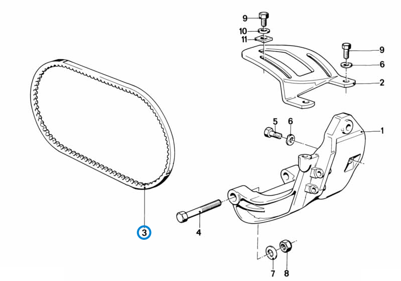 BMW parts diagram with part 64551722991 (Air-Con Belt - 13x825mm) highlighted in the air cond compressor supporting bracket assembly