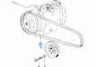 BMW parts diagram with part 64551722991 (Air-Con Belt - 13x825mm) highlighted in the fan belt assembly